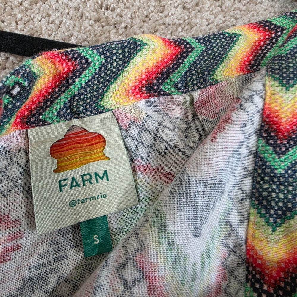 Farm Rio Wrap Skirt Geometric Tribal Print Beaded Tassel Linen Small - Picture 10 of 11